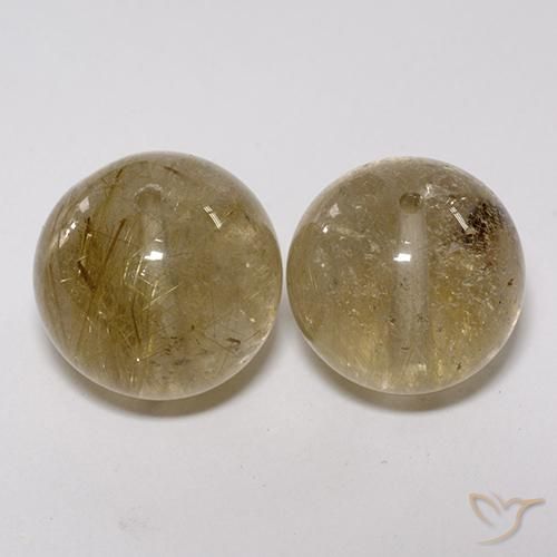 Gemas de Cuarzo rutilo Marrón-dorado muy claro natural de 27.60 ct, Esfera / Bola, Transparente