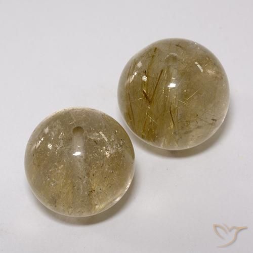 Gemas de Cuarzo rutilo Marrón-dorado muy claro natural de 27.60 ct, Esfera / Bola, Transparente