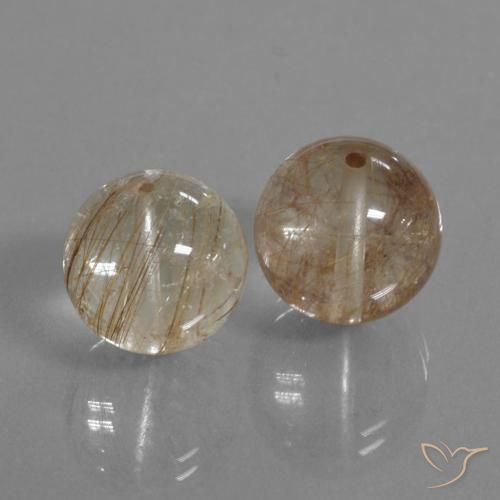 Gemas de Cuarzo rutilo Marrón cálido natural de 32.87 ct, Esfera / Bola, Transparente