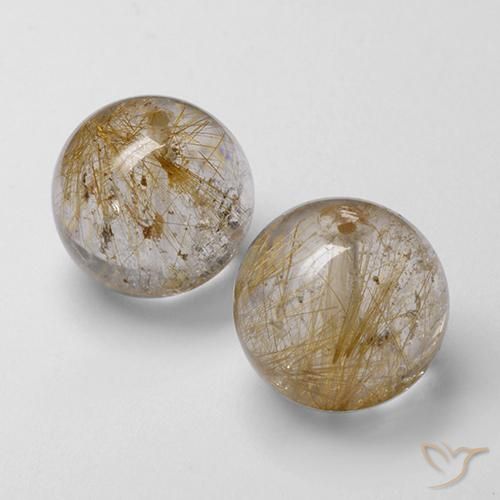 Gemas de Cuarzo rutilo Marrón cálido natural de 27.14 ct, Esfera / Bola, Transparente