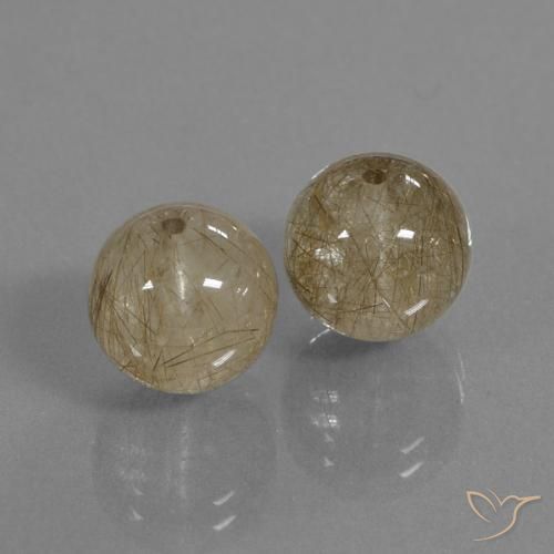 Gemas de Cuarzo rutilo Marrón claro natural de 15.89 ct, Esfera / Bola, Transparente