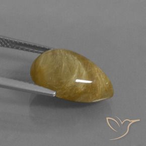 Cuarzo rutilo Marrón-dorado muy claro natural de 6.05 ct, En forma de pera, Translúcido