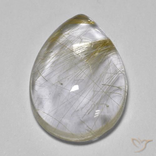 Cuarzo rutilo Amarillo claro natural de 6.04 ct, En forma de pera, Transparente