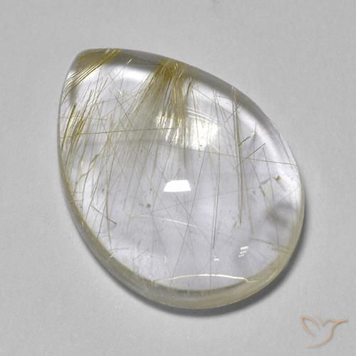 Cuarzo rutilo Amarillo claro natural de 6.04 ct, En forma de pera, Transparente