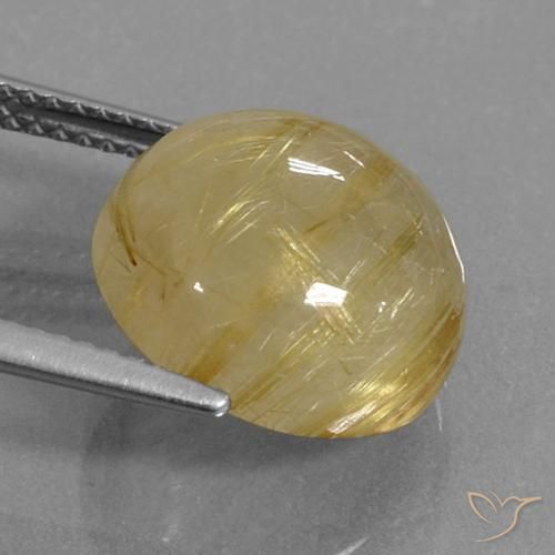 Cuarzo rutilo Amarillo dijón natural de 9.04 ct, Redondo, Transparente