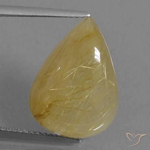 10.55ct Natural Amarillo dorado Cuarzo rutilo, En forma de pera, Translúcido
