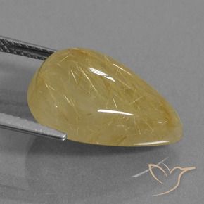 Cuarzo rutilo Amarillo dorado natural de 10.55 ct, En forma de pera, Translúcido
