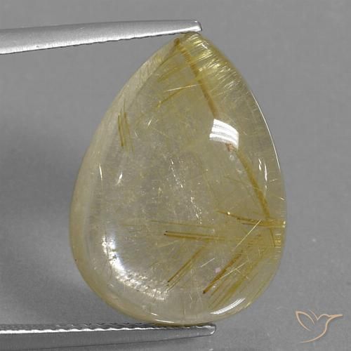 14.46ct Natural Marrón-dorado muy claro Cuarzo rutilo, En forma de pera, Transparente