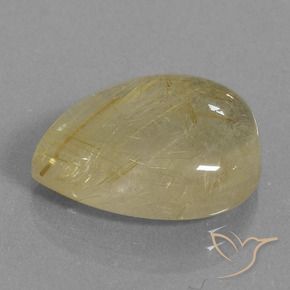 Cuarzo rutilo Marrón-dorado muy claro natural de 14.46 ct, En forma de pera, Transparente