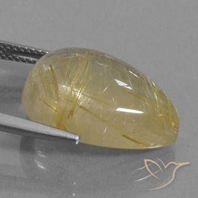 Cuarzo rutilo Marrón-dorado muy claro natural de 14.46 ct, En forma de pera, Transparente