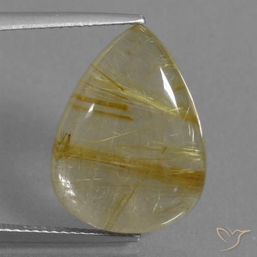10.78ct Natural Marrón-dorado muy claro Cuarzo rutilo, En forma de pera, Transparente