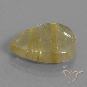 Cuarzo rutilo Marrón-dorado muy claro natural de 10.78 ct, En forma de pera, Transparente