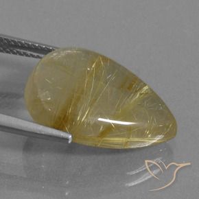 Cuarzo rutilo Marrón-dorado muy claro natural de 10.78 ct, En forma de pera, Transparente
