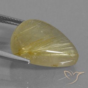 Cuarzo rutilo Amarillo dorado natural de 13.63 ct, En forma de pera, Transparente