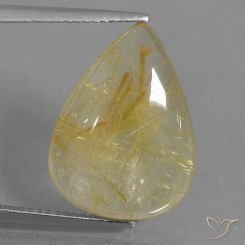 9.59ct Natural Amarillo dorado Cuarzo rutilo, En forma de pera, Transparente