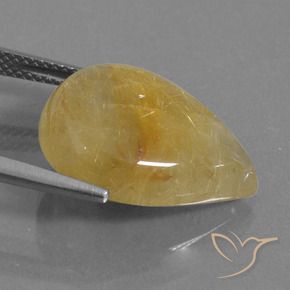 Cuarzo rutilo Dorado medio natural de 11.51 ct, En forma de pera, Translúcido