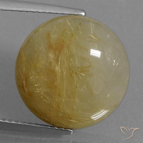 8.58ct Natural Marrón-dorado muy claro Cuarzo rutilo, Redondo, Translúcido