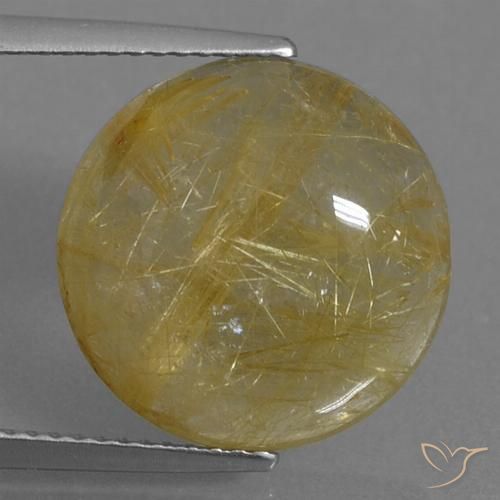 Cuarzo rutilo Marrón-dorado muy claro natural de 9.34 ct, Redondo, Transparente