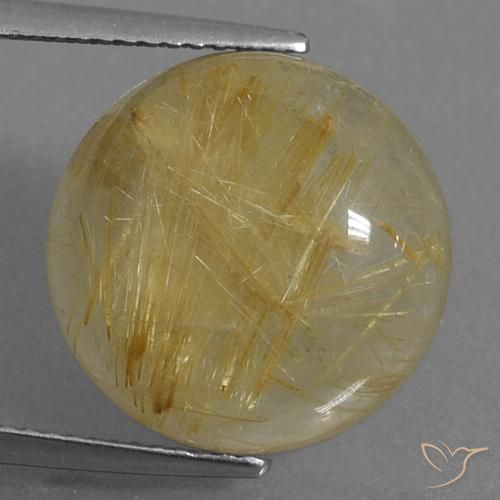 12.19ct Natural Marrón-dorado muy claro Cuarzo rutilo, Redondo, Transparente