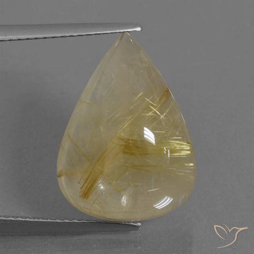 14.96ct Natural Dorado claro Cuarzo rutilo, En forma de pera, Transparente