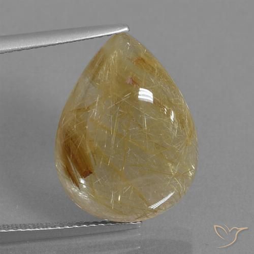 12.99ct Natural Dorado medio Cuarzo rutilo, En forma de pera, Transparente