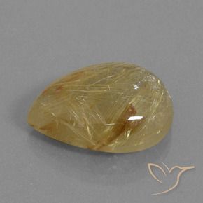 Cuarzo rutilo Dorado medio natural de 12.99 ct, En forma de pera, Transparente