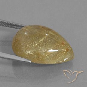 Cuarzo rutilo Dorado medio natural de 12.99 ct, En forma de pera, Transparente