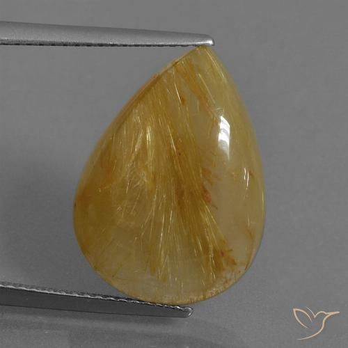 10.93ct Natural Amarillo dorado Cuarzo rutilo, En forma de pera, Translúcido