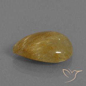 Cuarzo rutilo Amarillo dorado natural de 10.93 ct, En forma de pera, Translúcido