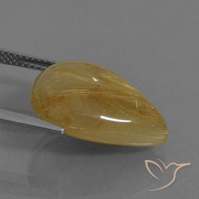 Cuarzo rutilo Amarillo dorado natural de 10.93 ct, En forma de pera, Translúcido