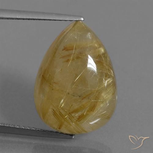 14.43ct Natural Marrón-dorado muy claro Cuarzo rutilo, En forma de pera, Translúcido
