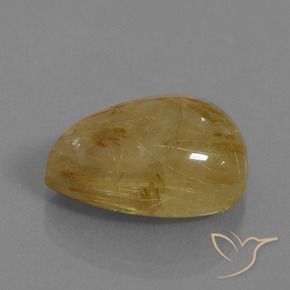 Cuarzo rutilo Marrón-dorado muy claro natural de 14.43 ct, En forma de pera, Translúcido