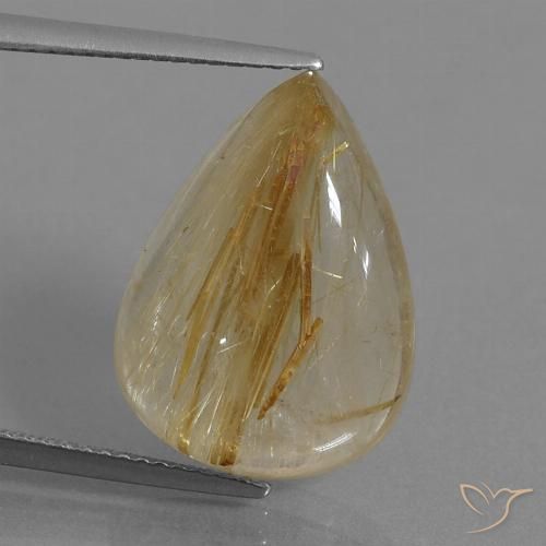 12.39ct Natural Marrón-dorado muy claro Cuarzo rutilo, En forma de pera, Transparente