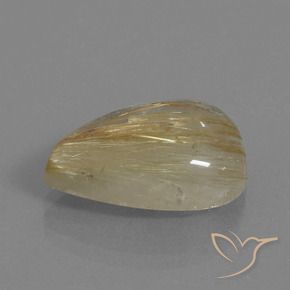 Cuarzo rutilo Marrón-dorado muy claro natural de 12.39 ct, En forma de pera, Transparente
