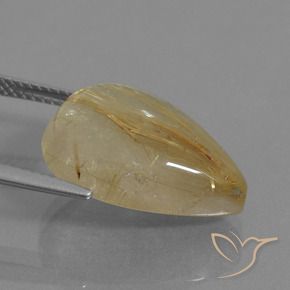Cuarzo rutilo Marrón-dorado muy claro natural de 12.39 ct, En forma de pera, Transparente
