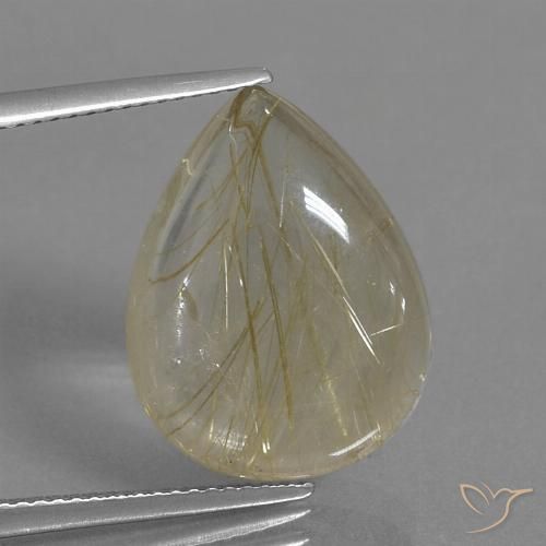 11.83ct Natural Marrón-dorado muy claro Cuarzo rutilo, En forma de pera, Transparente
