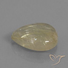 Cuarzo rutilo Marrón-dorado muy claro natural de 11.83 ct, En forma de pera, Transparente