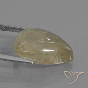 Cuarzo rutilo Marrón-dorado muy claro natural de 11.83 ct, En forma de pera, Transparente