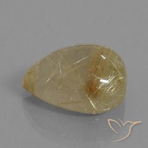 Cuarzo rutilo Marrón-dorado muy claro natural de 16.60 ct, En forma de pera, Transparente