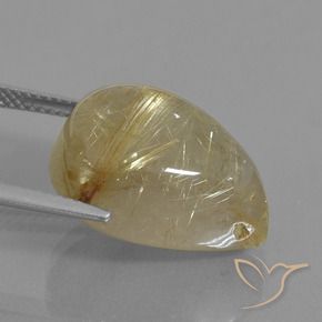 Cuarzo rutilo Marrón-dorado muy claro natural de 16.60 ct, En forma de pera, Transparente