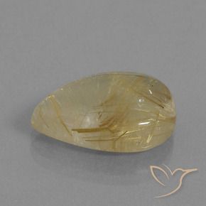 Cuarzo rutilo Marrón-dorado muy claro natural de 10.98 ct, En forma de pera, Transparente
