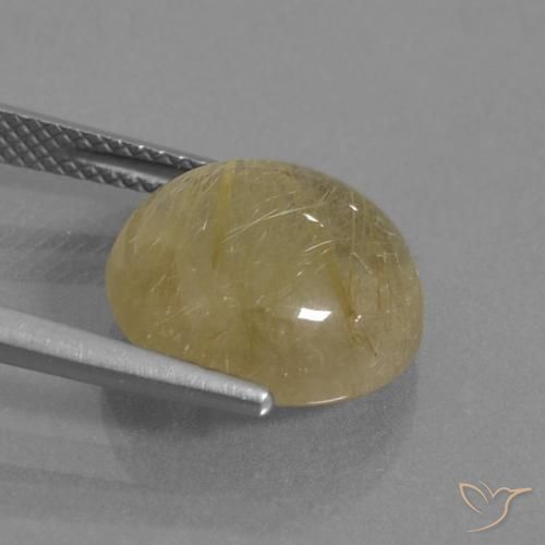 Cuarzo rutilo Marrón-dorado muy claro natural de 7.13 ct, Redondo, Transparente