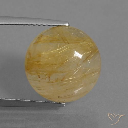 7.98ct Natural Dorado medio Cuarzo rutilo, Redondo, Transparente