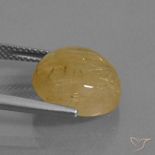 Cuarzo rutilo Dorado medio natural de 7.98 ct, Redondo, Transparente