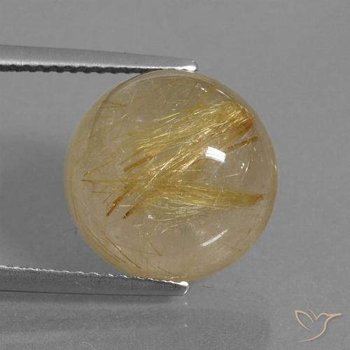 9.61ct Natural Dorado medio Cuarzo rutilo, Redondo, Transparente