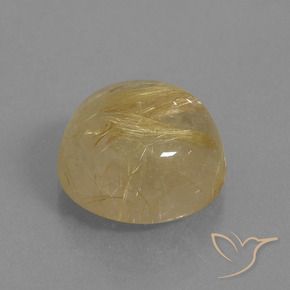 Cuarzo rutilo Dorado medio natural de 9.61 ct, Redondo, Transparente