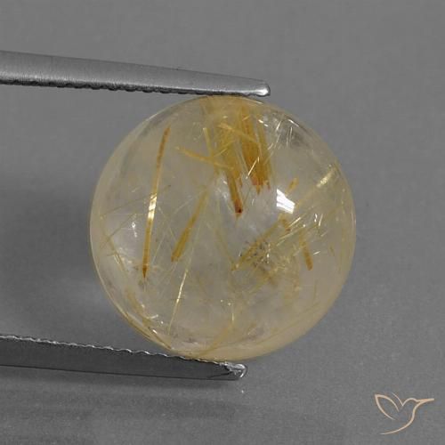 7.79ct Natural Dorado medio Cuarzo rutilo, Redondo, Transparente