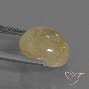 Cuarzo rutilo Dorado medio natural de 7.79 ct, Redondo, Transparente