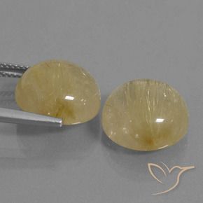 Gemas de Cuarzo rutilo Dorado medio natural de 16.70 ct, Redondo, Transparente