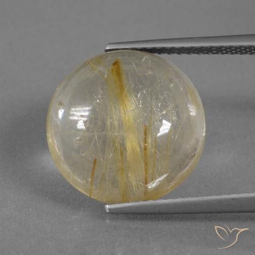 8.76ct Natural Amarillo dorado Cuarzo rutilo, Redondo, Transparente